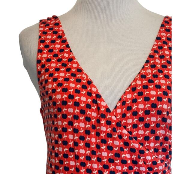 Boden Willa Dress Womens Size 8P Rosehip Apple Print V-Neck Casual Midi Sundress - Picture 3 of 11